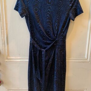 Diane Von Furstenberg Navy Silk Moire Dress